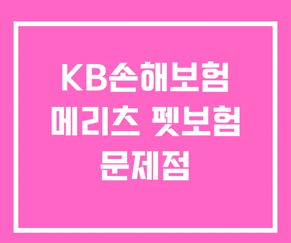 KB손해보험 메리츠 펫보험 문제점 KB손해보험 메리츠 펫보험 문제점