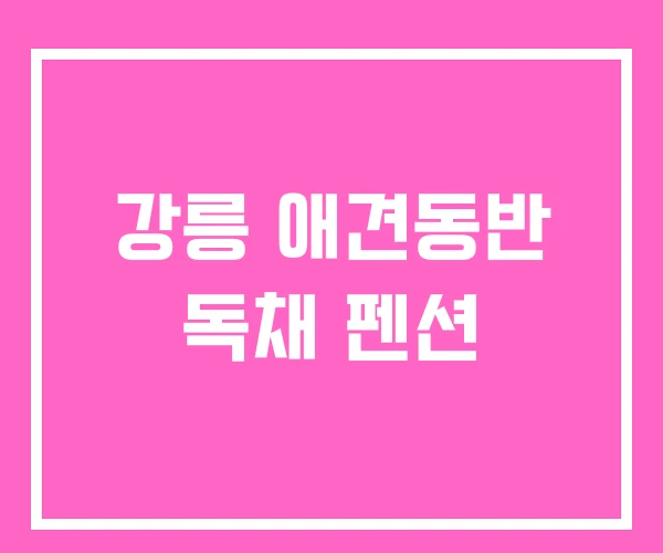 강릉 애견동반 독채 펜션