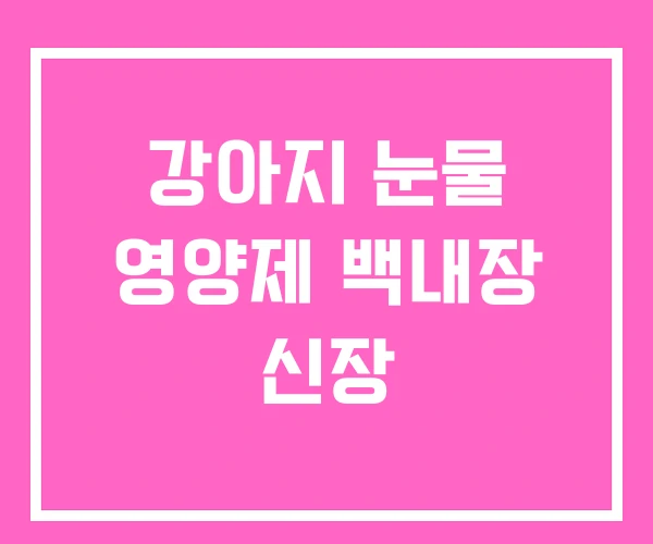 강아지 눈물 영양제 백내장 신장