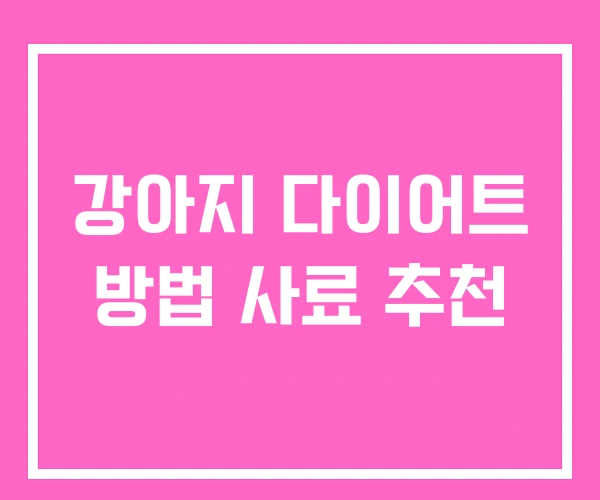 강아지 다이어트 방법 사료 추천