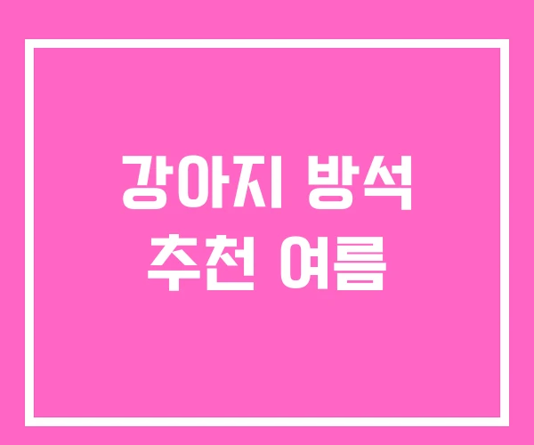 강아지 방석 추천 여름