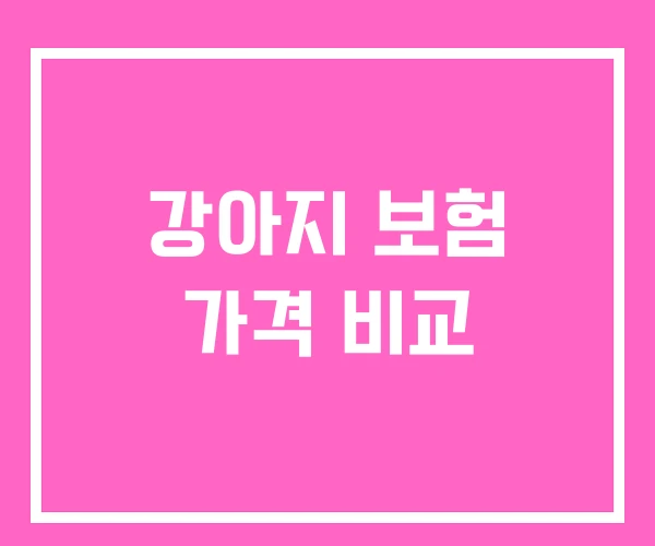 강아지 보험 가격 비교