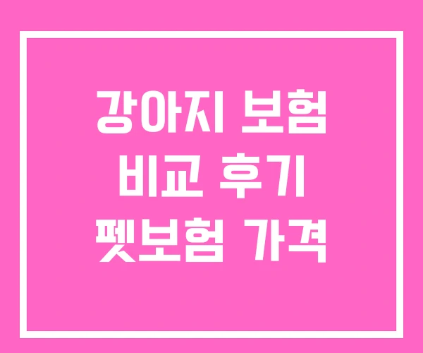 강아지 보험 비교 후기 펫보험 가격