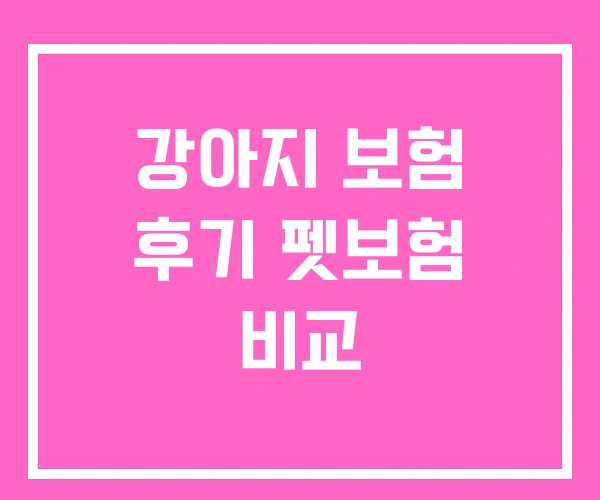 강아지 보험 후기 펫보험 비교