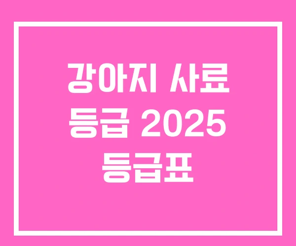 강아지 사료 등급 2025 등급표 강아지 사료 등급 2025 등급표