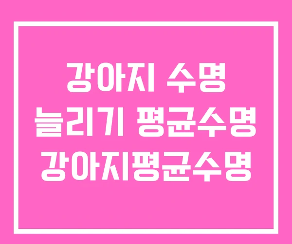 강아지 수명 늘리기 평균수명 강아지평균수명 강아지 수명 늘리기 평균수명 강아지평균수명