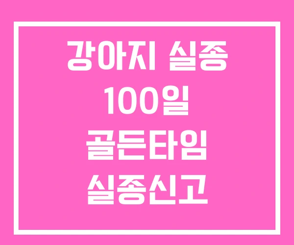 강아지 실종 100일 골든타임 실종신고 강아지 실종 100일 골든타임 실종신고