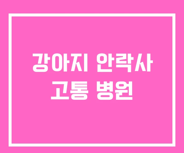 강아지 안락사 고통 병원