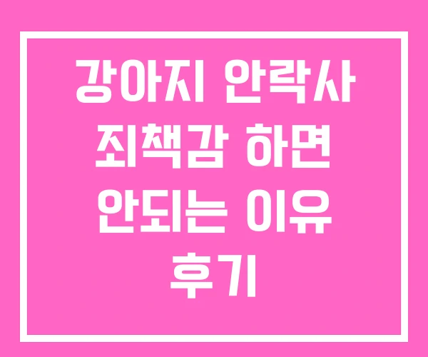 강아지 안락사 죄책감 하면 안되는 이유 후기