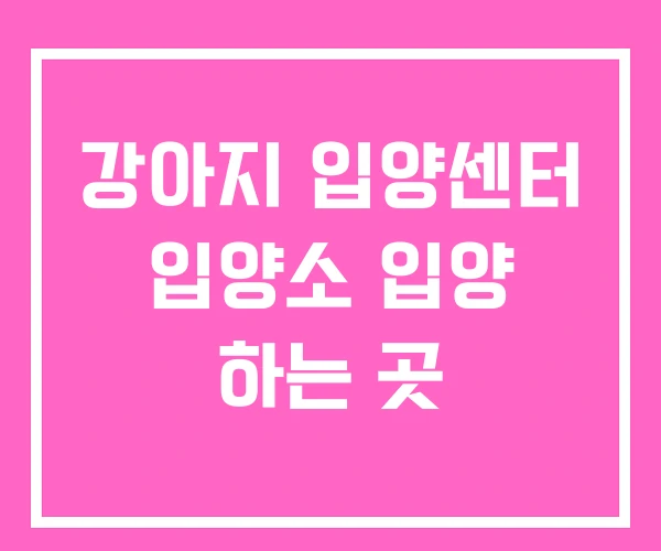 강아지 입양센터 입양소 입양 하는 곳