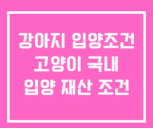 강아지 입양조건 고양이 국내 입양 재산 조건