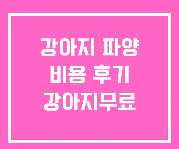 강아지 파양 비용 후기 강아지무료