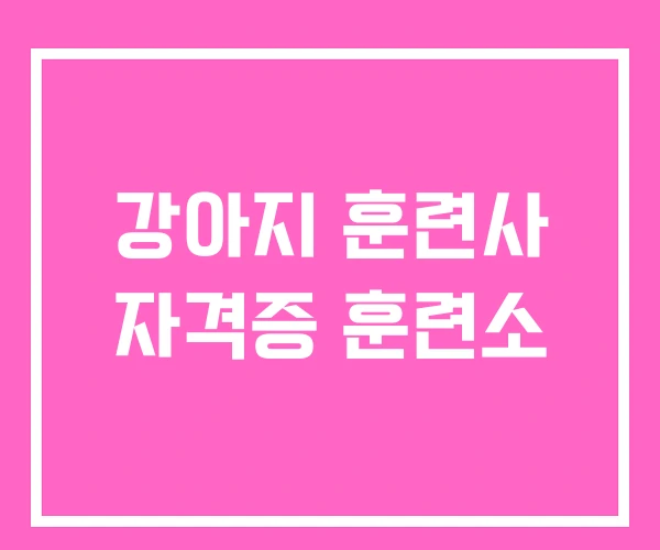 강아지 훈련사 자격증 훈련소