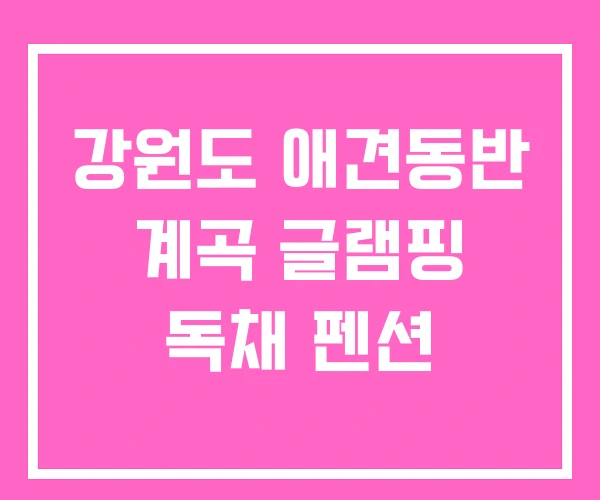 강원도 애견동반 계곡 글램핑 독채 펜션