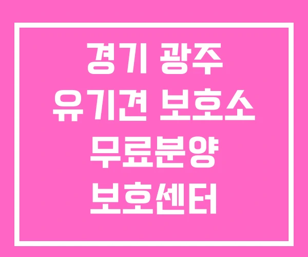 경기 광주 유기견 보호소 무료분양 보호센터