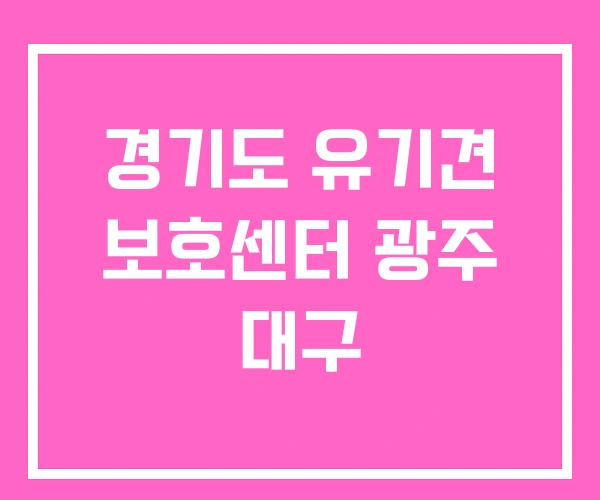 경기도 유기견 보호센터 광주 대구
