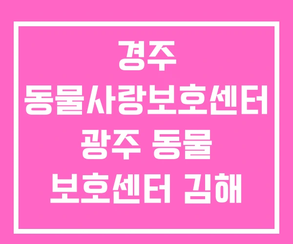 경주 동물사랑보호센터 광주 동물 보호센터 김해