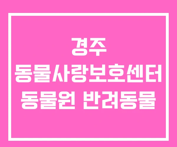 경주 동물사랑보호센터 동물원 반려동물