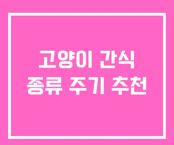 고양이 간식 종류 주기 추천