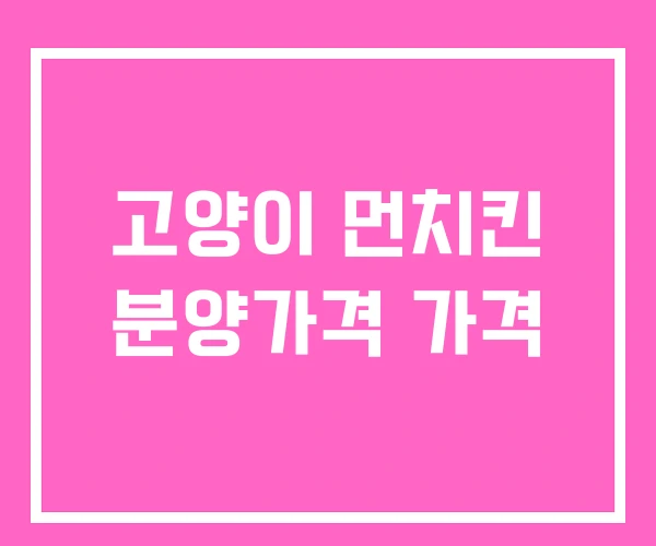 고양이 먼치킨 분양가격 가격