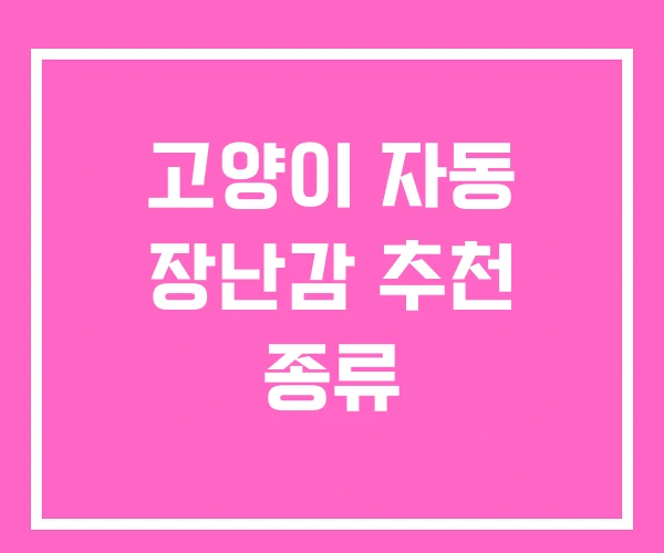 고양이 자동 장난감 추천 종류 고양이 자동 장난감 추천 종류