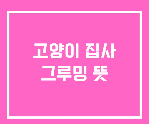 고양이 집사 그루밍 뜻