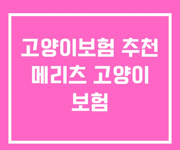 고양이보험 추천 메리츠 고양이 보험