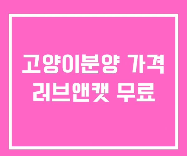 고양이분양 가격 러브앤캣 무료