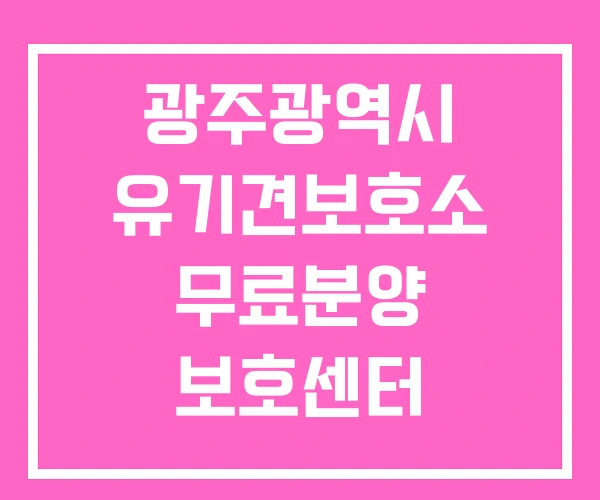 광주광역시 유기견보호소 무료분양 보호센터
