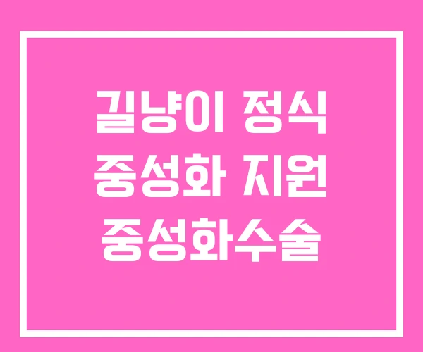 길냥이 정식 중성화 지원 중성화수술