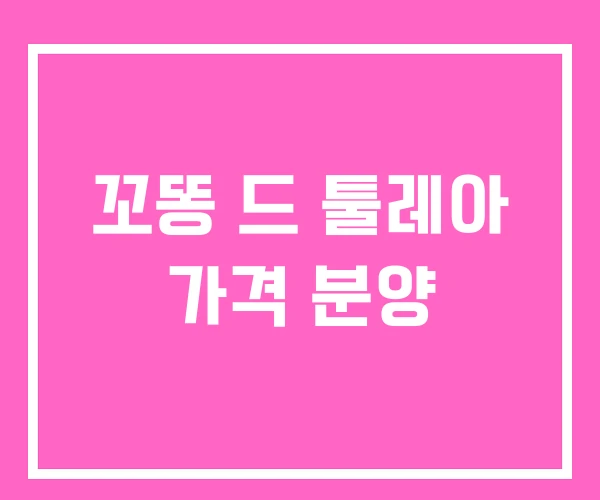 꼬똥 드 툴레아 가격 분양