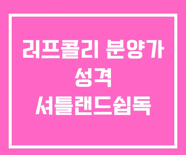 러프콜리 분양가 성격 셔틀랜드쉽독