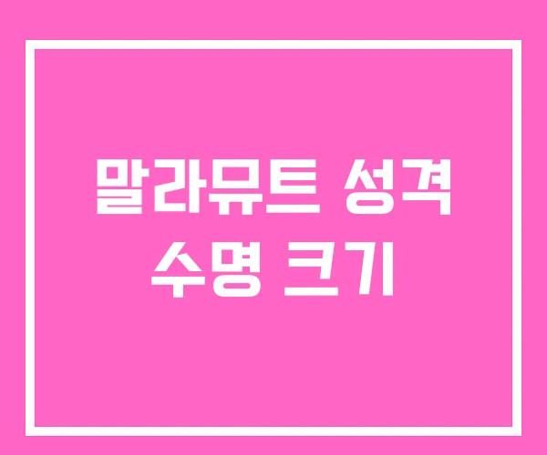 말라뮤트 성격 수명 크기