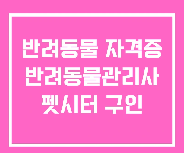 반려동물 자격증 반려동물관리사 펫시터 구인