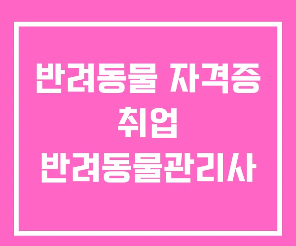 반려동물 자격증 취업 반려동물관리사