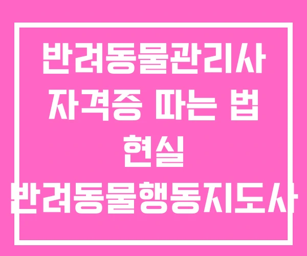 반려동물관리사 자격증 따는 법 현실 반려동물행동지도사