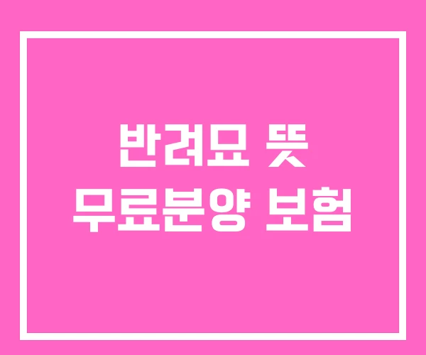 반려묘 뜻 무료분양 보험