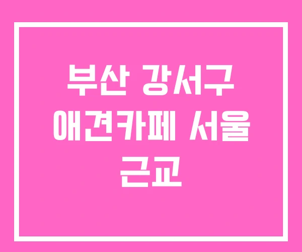 부산 강서구 애견카페 서울 근교