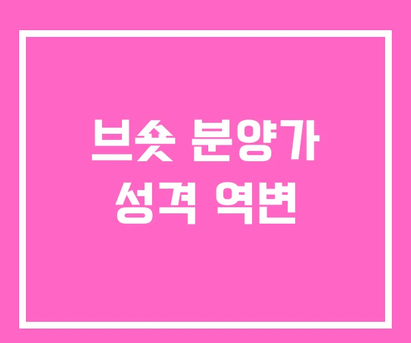 브숏 분양가 성격 역변