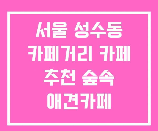 서울 성수동 카페거리 카페 추천 숲속 애견카페