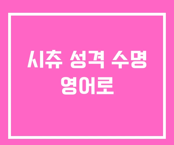 시츄 성격 수명 영어로