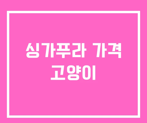 싱가푸라 가격 고양이