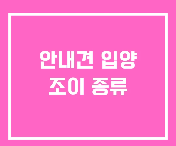 안내견 입양 조이 종류 안내견 입양 조이 종류