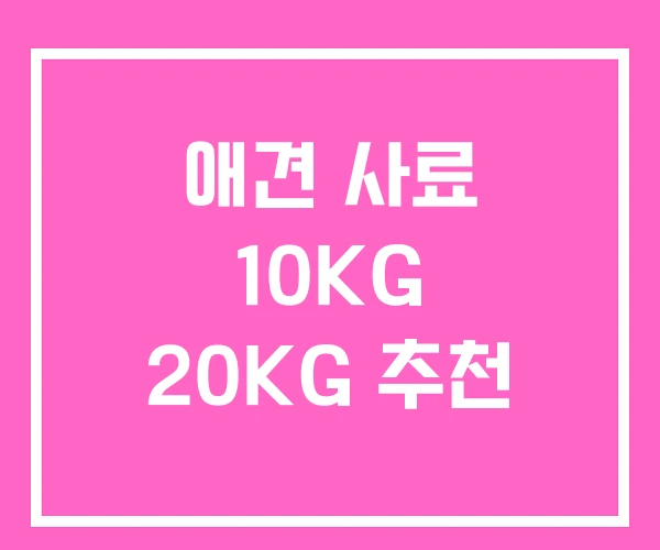 애견 사료 10KG 20KG 추천