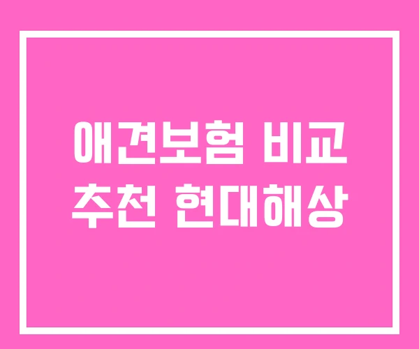 애견보험 비교 추천 현대해상