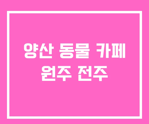 양산 동물 카페 원주 전주