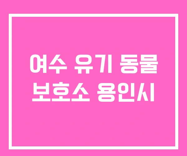 여수 유기 동물 보호소 용인시