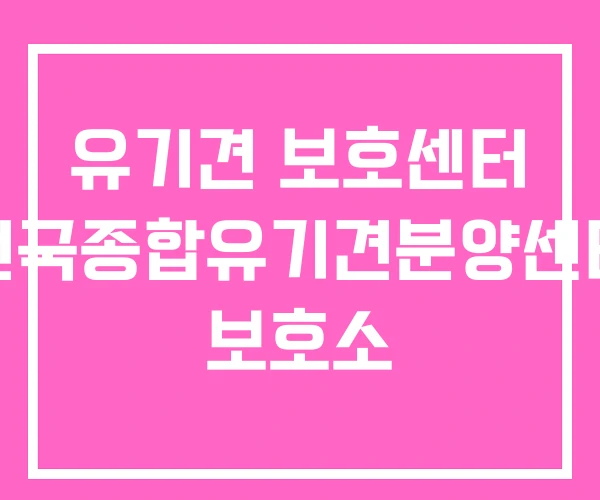 유기견 보호센터 전국종합유기견분양센터 보호소