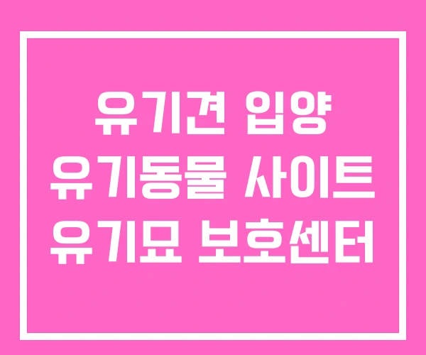 유기견 입양 유기동물 사이트 유기묘 보호센터