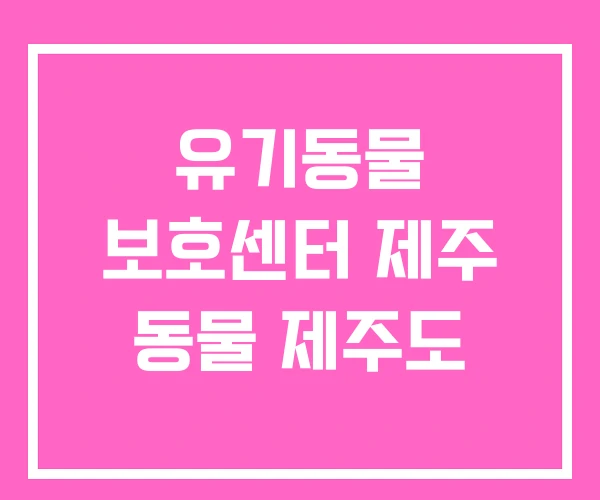 유기동물 보호센터 제주 동물 제주도